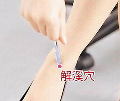 解溪穴→治頭痛、眩暈